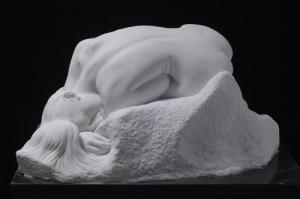 Quality art sculptures with nature white marble, polished wholesale