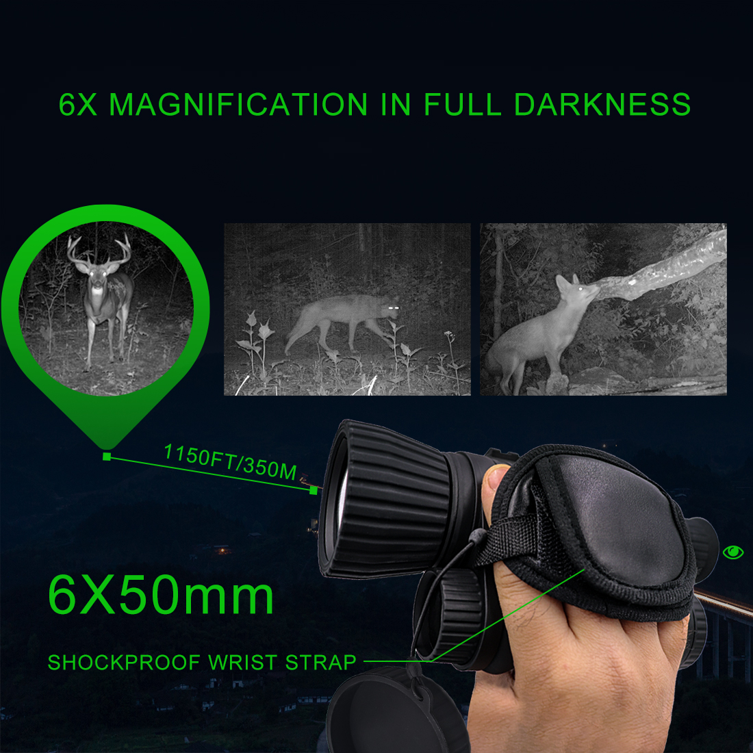 50mm Objective Lens Infrared CMOS Sensor Digital Night Vision Monocular