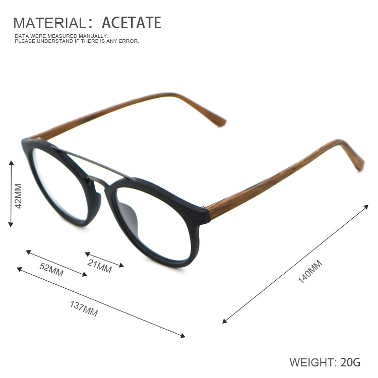 Elliptic Frame Stylish Wood Copy Acetate Glasses Frame MR 098.2
