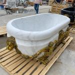 Black Stone Marble Bathroom Bathtub Medusa Bronze Brass Base Bathtubs Luxury