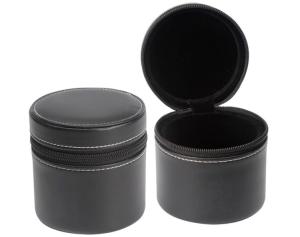 Quality Round Leather Watch Travel Case With Zipper , Black Mens Watch Cases Jewelry Box wholesale