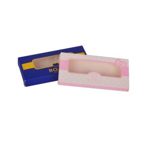 Quality Blue Yellow Pink 350G Art Paper Eyelash Paper Box With Plastic Tray Window OEM wholesale