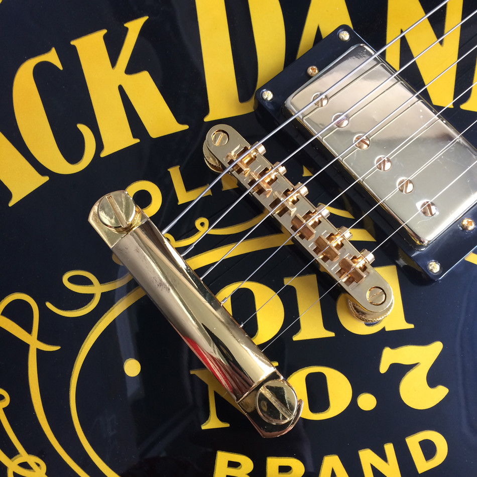 JACK DANIELS standard LP electric guitar guitar, black and yellow combination, gold pieces, free shipping