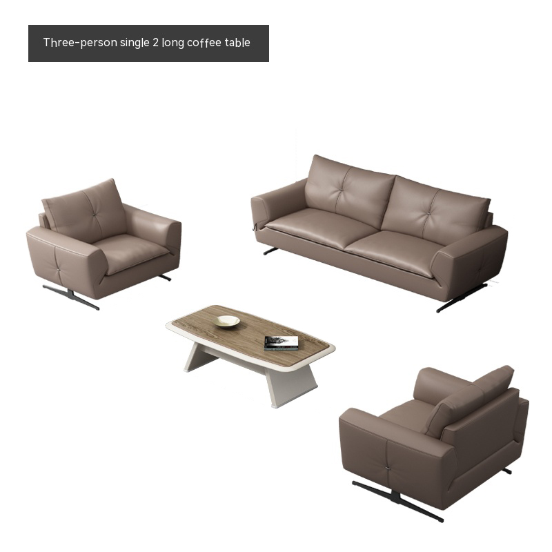 Office Furniture Gray Leather Modular Sectional Sofa Set for Office Collaboration