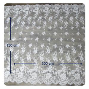 Quality Eco - Friendly Dyeing Wedding Dress Chantilly Lace Fabric , Ivory Repeated Floral wholesale