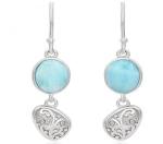 Blue Sterling Larimar Silver Jewelry Drop Earrings For Women