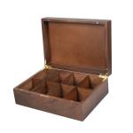 Walnut Tea Bags Wooden Storage Case With 8 Compartment