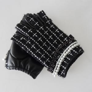Quality Fashion Women Black Leather Half Finger Gloves wholesale