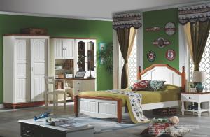 Quality luxury teenagers solid wood bed room set furniture wholesale
