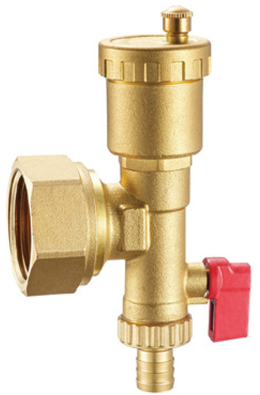 6019 Brass End Piece With G1" Felxible Female Nut For Hot Forged Supply Manifold Air-Vent And Draining Valve Integrated