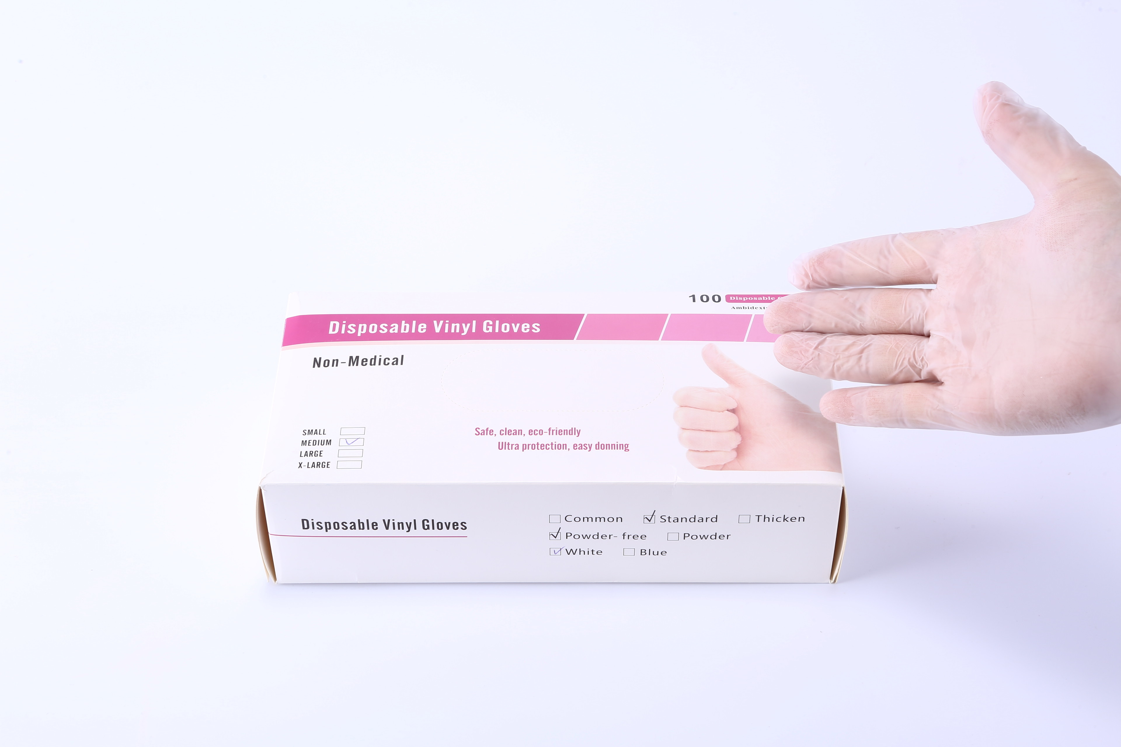 Ambidextrous Non Medical Disposable Vinyl Gloves With Powdered Free S M L XL