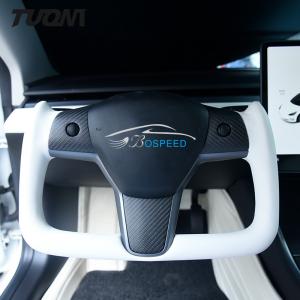 Quality Yoke White Smooth Leather Tesla Carbon Fiber Steering Wheel Model 3 Y X S wholesale