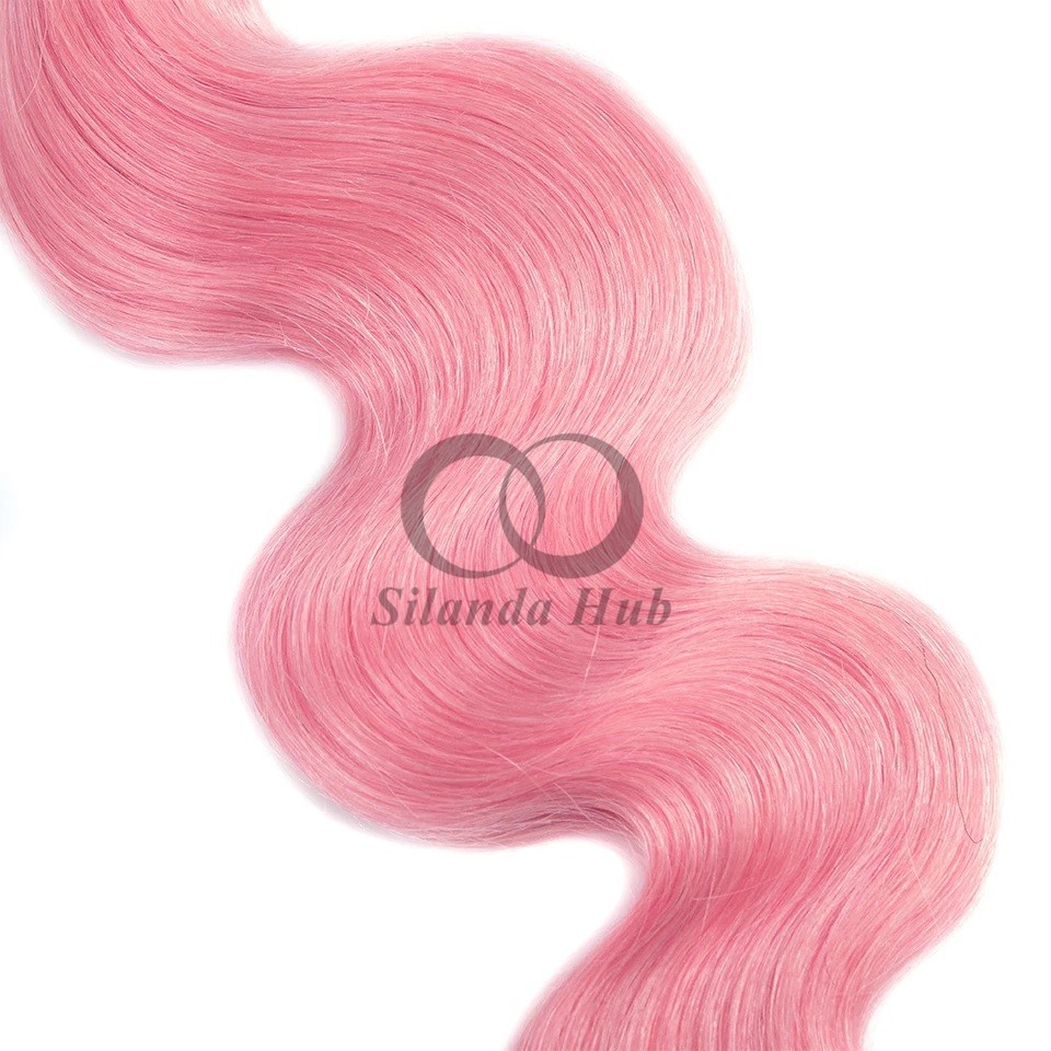 Pink Body Wave Remy Human Hair Bundles Sew In Weave Bundles Brazilian Bundle Deals
