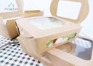 Quality Small Paper Takeaway Boxes Clear Window Around Vegetable Salad Food Container wholesale