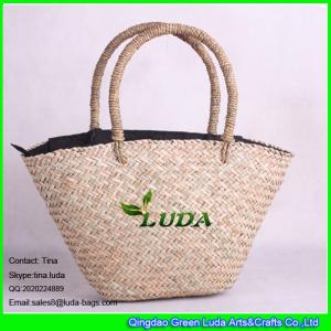 Quality LUDA zipper beach bag natural seagrass straw basket handbags wholesale
