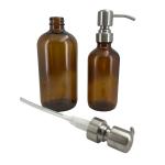 Luxury 8oz 16oz Glass Clear Amber Boston Round Pump Bottles For Hand Lotion