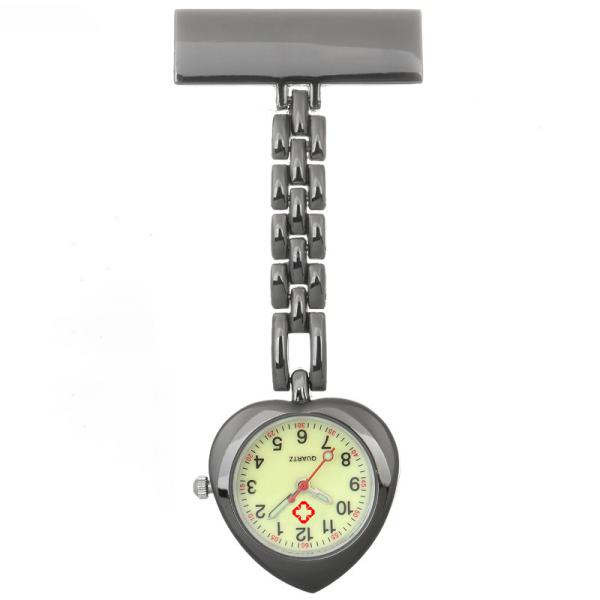 Heart Nurse Quartz Watches Fob Pocket Watches Nursing Gift Lapel Silver Brooch