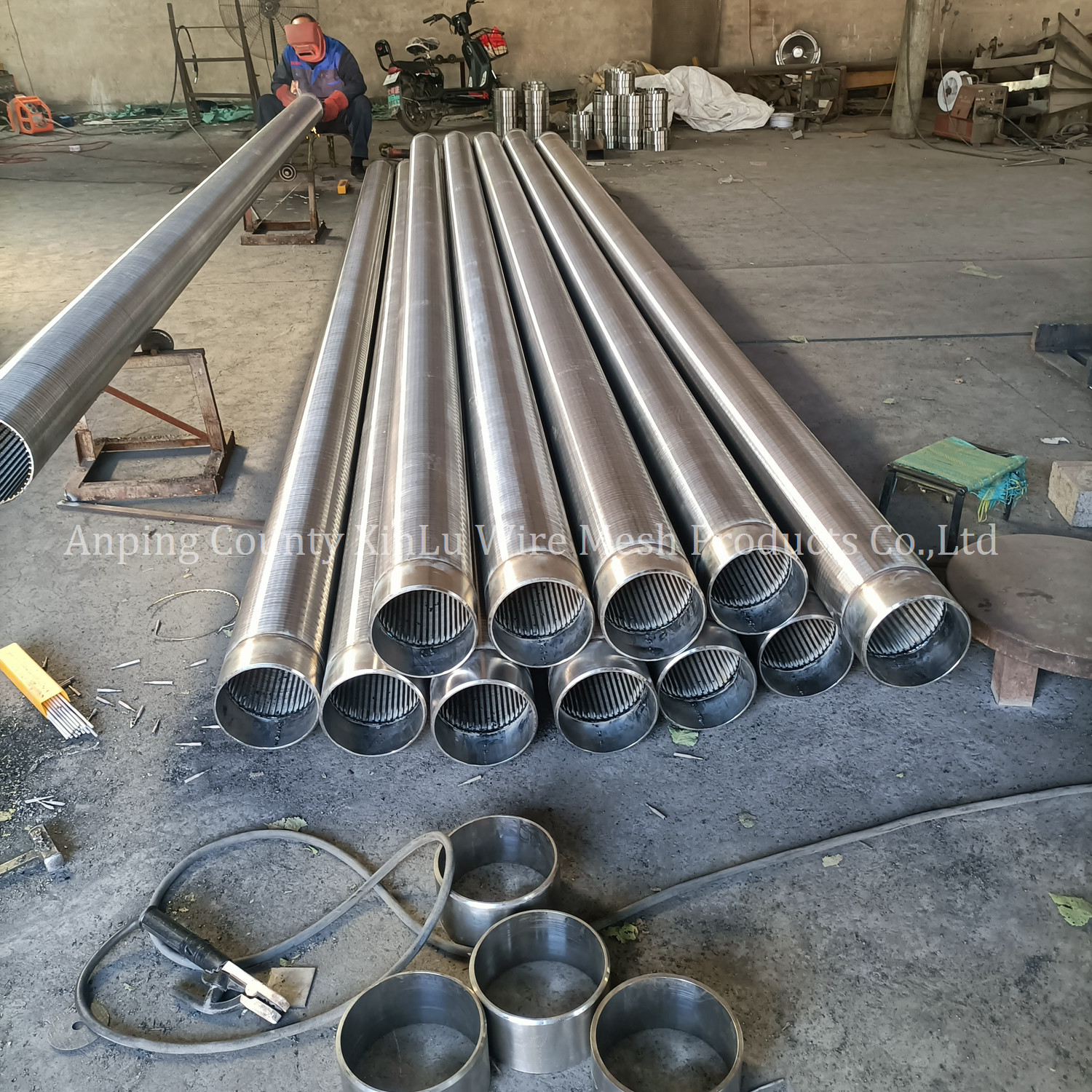 Pressure Vee Wire Wrapped Sand Control Water Well Screen Tubes with Welded Baffle Rings Connection