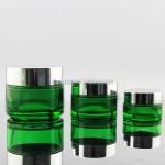 Empty Green Cream Glass Jars 5g-100g With Silver Lid For Cosmetic