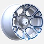 12 Inches Golf Cart Blue/White Aluminum Wheels PCD 4/101.6 Offset -25