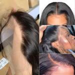 13x4 Transparent Lace Front Wig Bone Straight Human Hair Wig PrePlucked