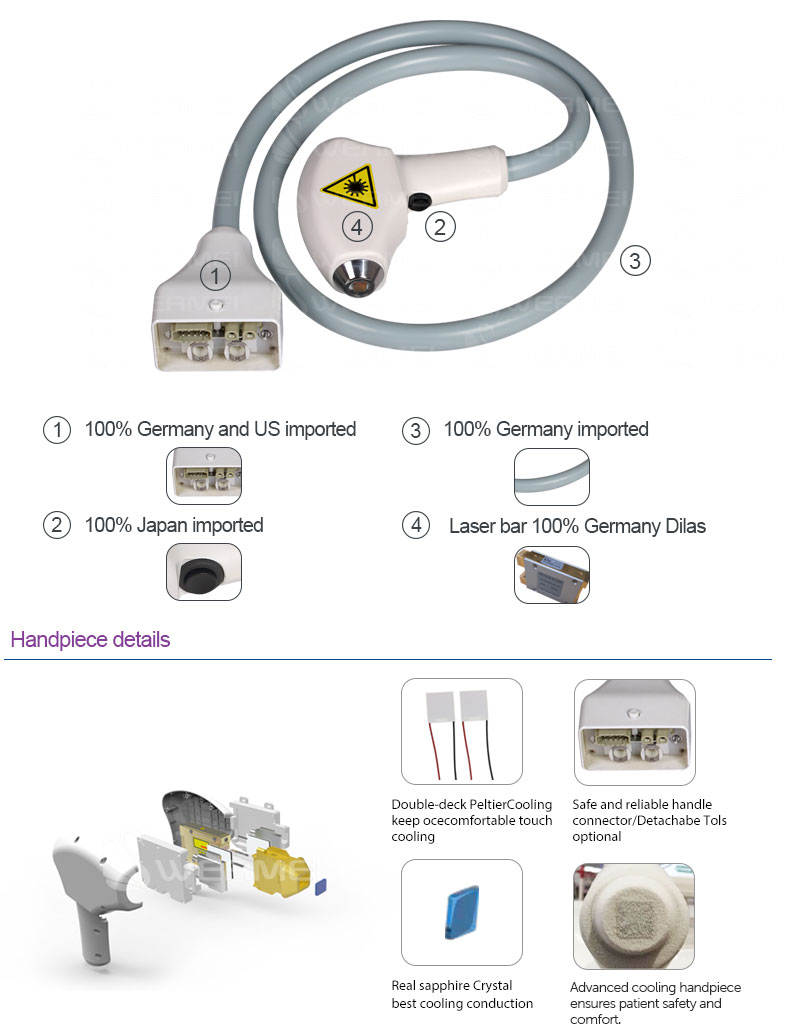 CE 2400W Painless Beauty Apparatus 808nm Diode Laser Hair Removal Machine