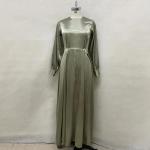 Turkey Arab Oman Elegant Satin Dress Long Sleeve For Women Muslim