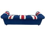 Chesterfield Denim Fabric Couch Union Jack Button Tufted Sofa