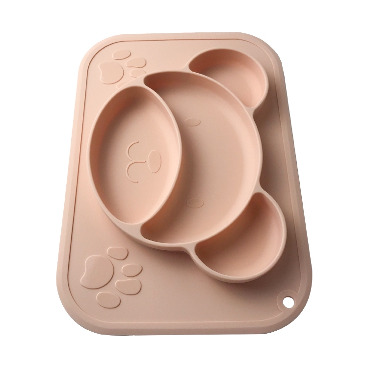 Customized Bear Shape Silicone Feeding Set Baby Plates Bpa Free