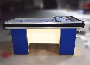 Quality Metal Steel Supermarket Checkout Counter Cashier Table With Conveyor Belt wholesale