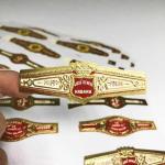 Gold Stamp Anti Counterfeit Cigar Label Paper ISO9001 Embossed Custom Stickers
