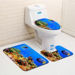 Dolphin Beach Toilet Seat Cushion Anti Skip Toilet Tank Cover Set