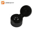 Black Ribbed Type Cosmetic Bottle Flip Cap Neck Size 18 / 20 / 24mm