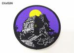 Round Twill Clothes Embroidery Patches And Haunted House Logo 3" Tall