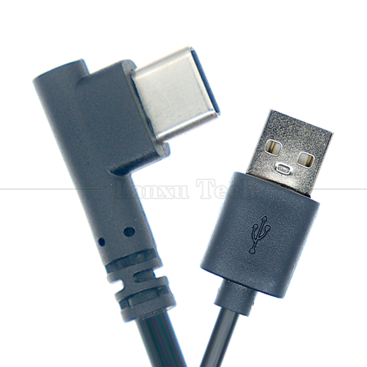 High Quality 90 Degree Right Angle USB to Type C Data Charger Cable for Phone Tablet Camera
