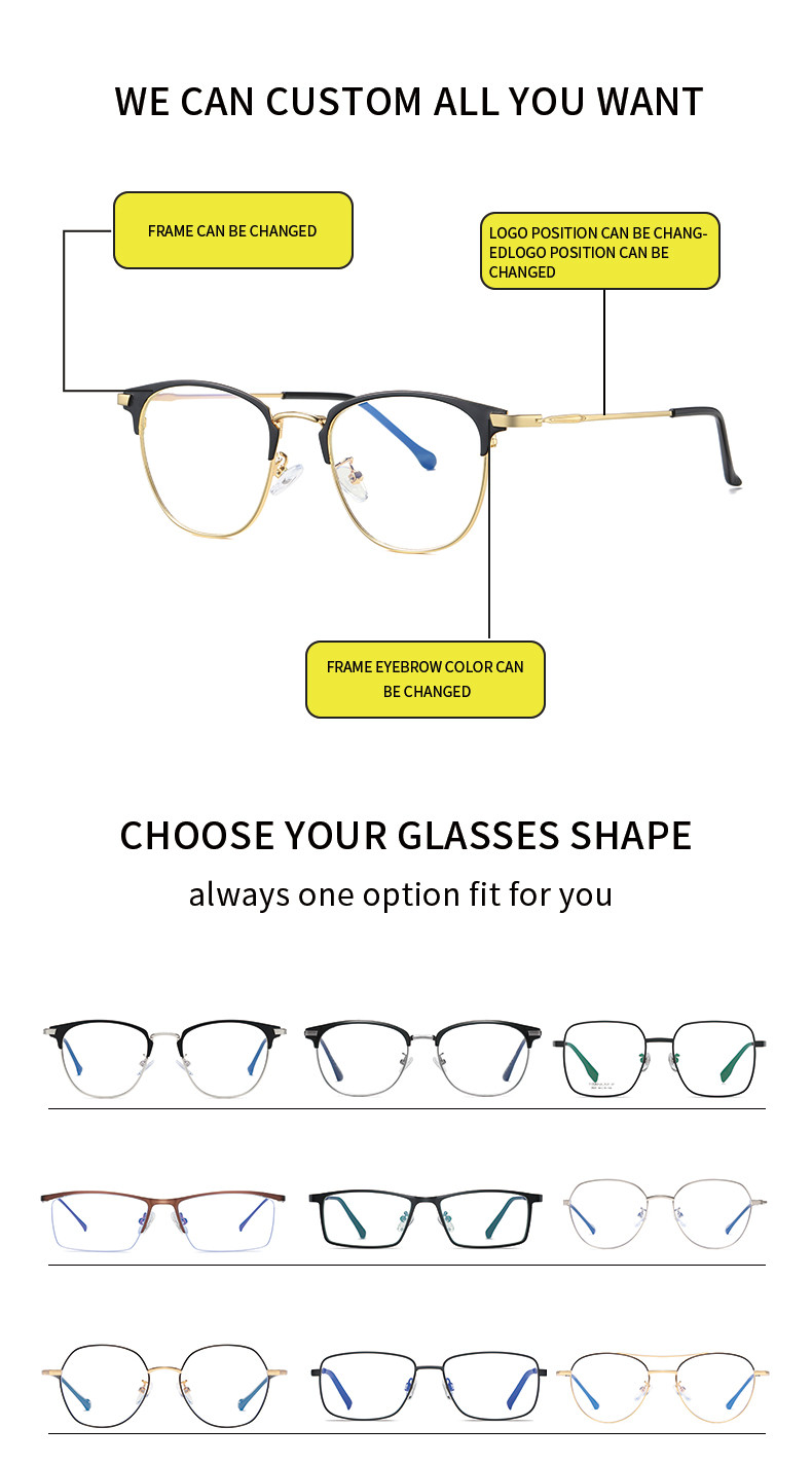Fashion Glasses Frames Custom Designer ODM Eyeglasses For Unisex