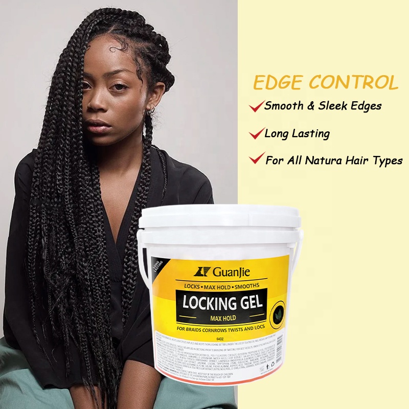 Extreme Hold High Shine Edge Control Gel for Braids Twist Locs 64oz Smooth and Locks
