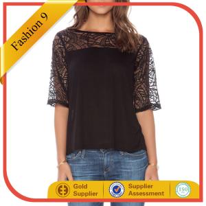 Quality BOATNECK WITH LACE YOKE TOP wholesale