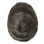 Fine mono Human Hair Unit for Men Invisible Hair Knots and Natural front Scallop