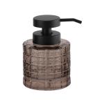 Brown Color Glass Bathroom Accessories Sets With Round Shape With Black Parts