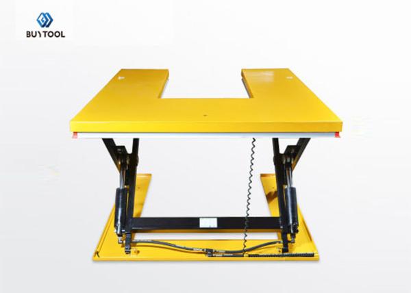 U Shaped Low Profile Scissor Lift Table Cart 1t Pallet Hydraulic Stationary
