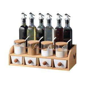 Quality Sauce Jars Wooden Organizer Shelf 2 Tier Bamboo Spice Rack Wooden Crafts Supplies wholesale