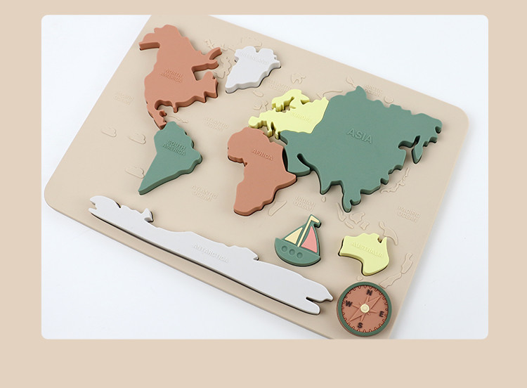 World Map Continents And Ocean Silicone Puzzle Baby Gift Montessori Educational