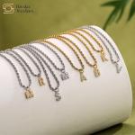 Twisted Chain Stainless Steel Jewelry Initial Letter Alphabet Pendant Necklace