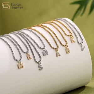 Quality Twisted Chain Stainless Steel Jewelry Initial Letter Alphabet Pendant Necklace wholesale