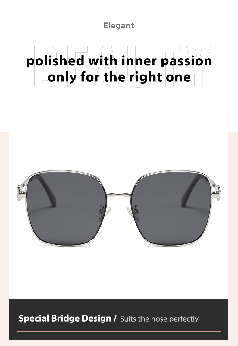 Large Metal Frame Sunglasses Polarized 400UV Scratch Resistant For Women