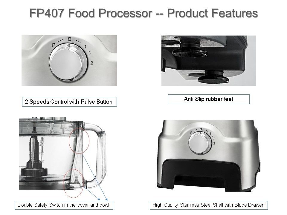 CB GS CE ROHS Certified 3.5L Bowl 8 IN 1 Stainless Steel Food Processor