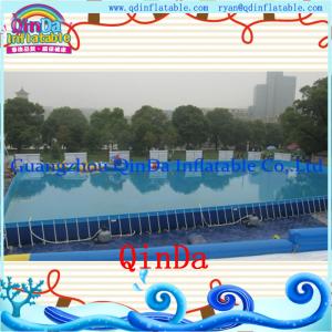 Quality Summer swimming rectangular PVC outdoor above ground metal frame pools wholesale