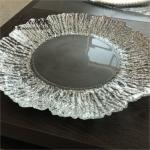 ZT-P056 Clear Silver Rim Decoration Glass Charger Plate For Home Wedding
