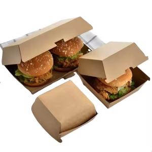 Quality Customized Disposable Corrugated Cardboard Fast Food Packaging Burger Box for Hamburgers Fries Delivery wholesale